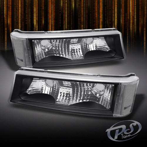 03-06 silverado 03-05 avalanche pickup truck crystal black bumper signal lights