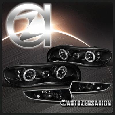 98-02 chevy camaro black halo led projector headlights & bumper lights