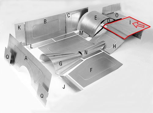 Jegster 40504i aluminum rear floor panel, bead rolled