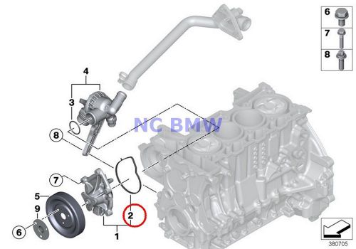 Bmw mini water pump profile gasket r55 r55n r56 r56n r57 r57n r58 r59 r60 r61