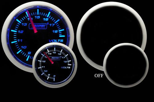 Volt gauge*new prosport gauges-2 color blue &amp; white voltage gauge 52mm 2 1/16&#034;