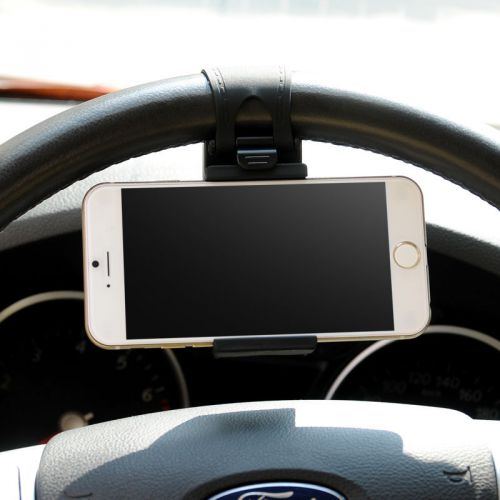 Car steering wheel iphone 4 4s 5 5c 5s 6 htc amazon fire phone gps holder black