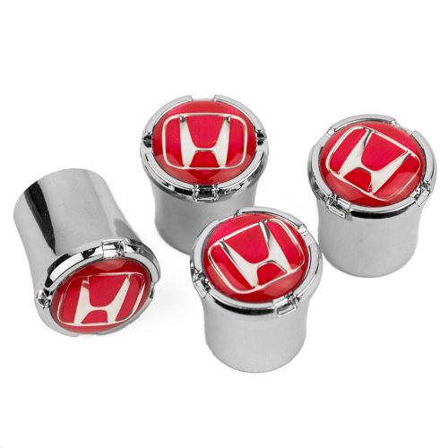 Honda logo tire valve stem caps - silver and red  usa made quality