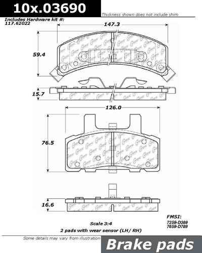 Centric 106.03690 brake pad or shoe, front