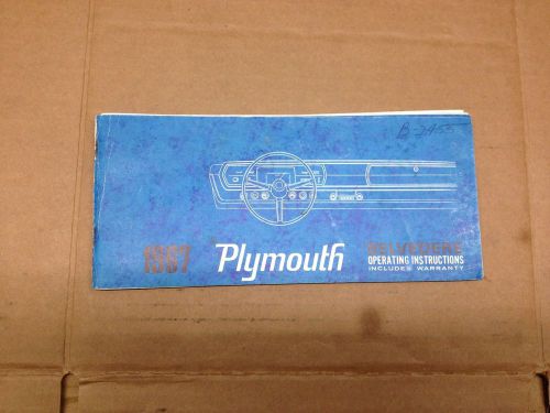 Original 1967 plymouth belvedere owners operating instructions &amp; warranty manual