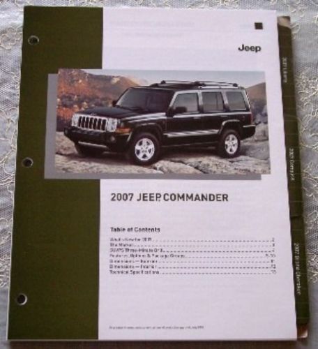 New 2007 jeep commander dealership only product knowledge literature brochure!