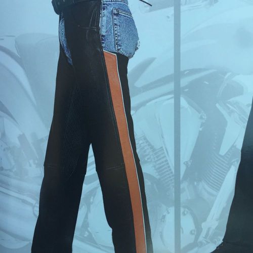 High grade leather chaps  with a orange stripe  med to 5xl