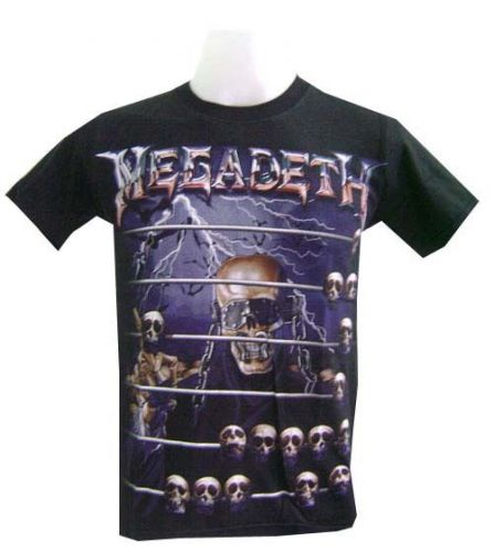 New rock band music megadeth skull heavy metal black t-shirt men sz s,m,l,xl,xxl