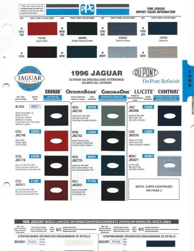 1996 jaguar paint chips color samples (dupont and ppg)