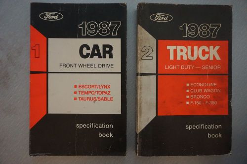 1987 ford  book set 1 and 2 specifications car and truck manuals books