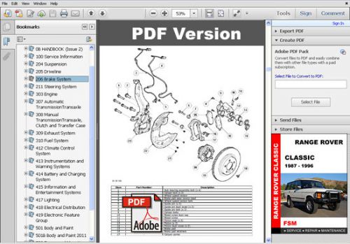 Land rover range rover 1987 - 1996 classic factory oem service repair fsm manual