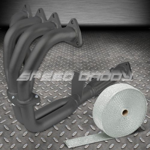 For 97-01 prelude base bb6 stainless black coated exhaust header+white heat wrap