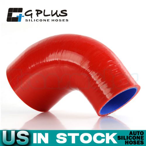 3&#034; to 3 1/8&#034; 76mm - 80mm silicone 90 degree elbow reducer pipe hose  red