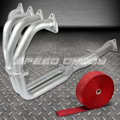 For prelude bb1 engine stainless ceramic exhaust pipe header+bolt+red heat wrap