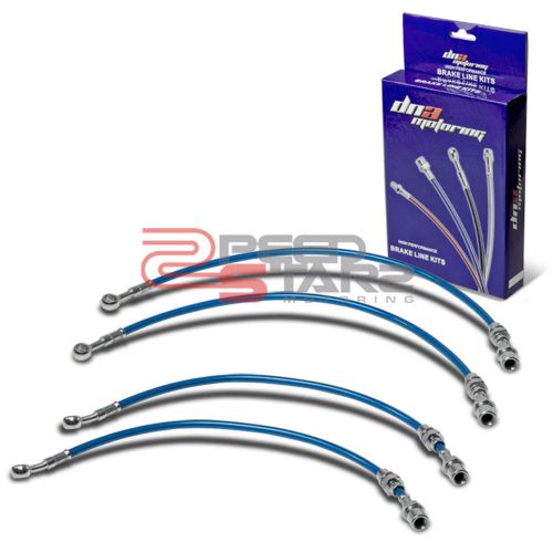 Stainless steel brake line/hose pvc coat 4pc 85-89 toyota mr2 aw11 4age blue