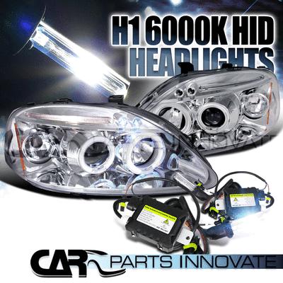 99-00 civic chrome halo led projector headlights+h1 6000k hid conversion kit