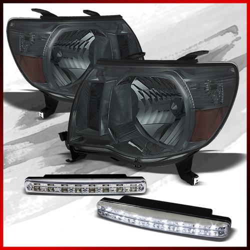 05-11 tacoma jdm smoked crystal headlights (w/ amber reflector) + led drl combo