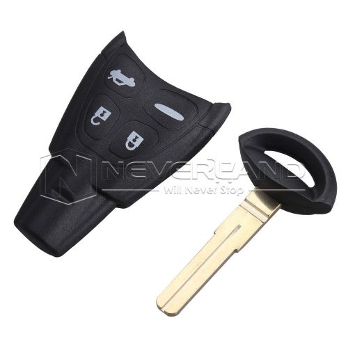 For saab 93 95 replacement 4 button remote key fob case cover shell pad + insert