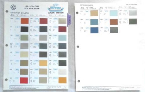 1981 volkswagen dupont color paint chip chart all models original vw