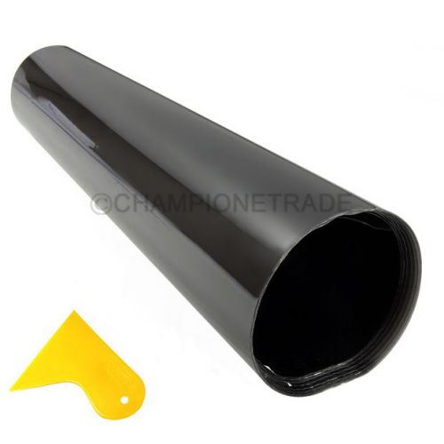 12&#034; x 58&#034; smoked light black urethane vinyl film for fog light windshield ct