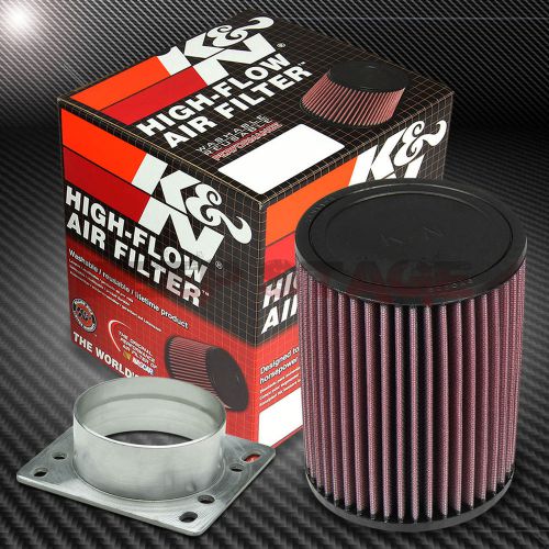 K&amp;n kn universal round 3&#034;air filter 6.5&#034;height ru-2820+intake maf sensor adaptor