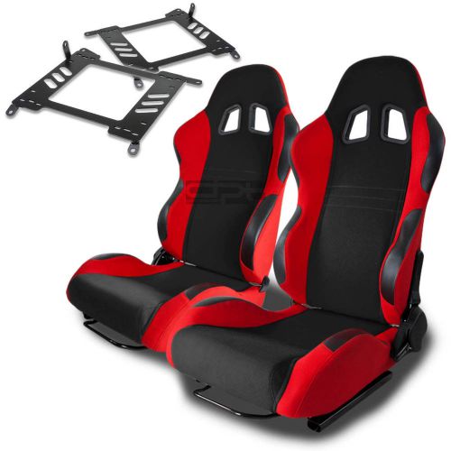 Type-7 racing seat black red woven+silder+for 00-06 maxima/sentra a33 bracket x2