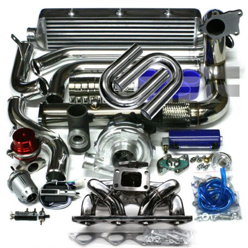 Civic b16/b18 ram horn manifold t3/t4 a/r.63 turbo charger kit+intercooler 13pc