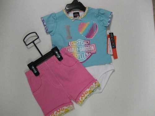 Harley-davidson new 2 pc creeper &amp; short set girls 3/6 month, adorable!