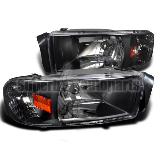 1994-2001 dodge ram 1500/2500/3500 1pc headlights black