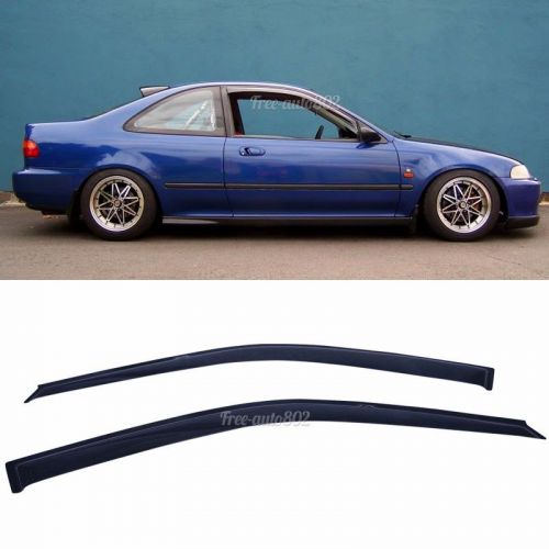 Fit 92-95 honda civic 2 or3 dr dark smoke sun rain window visor vents 2pcs