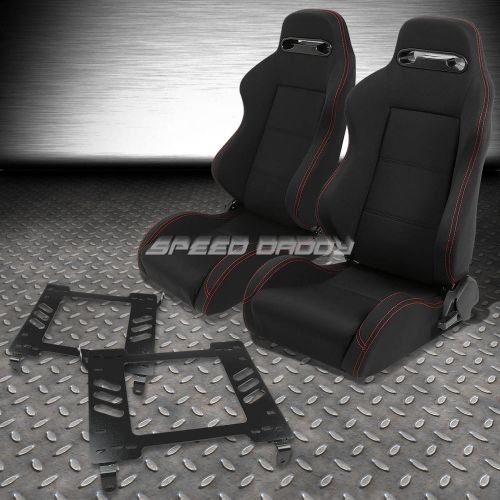 2x type-r black canvas bucket racing seat+slider+bracket for 94-05 dodge neon sx