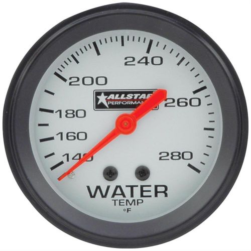 Allstar performance 140-280 degree white face water temperature gauge p/n 80096