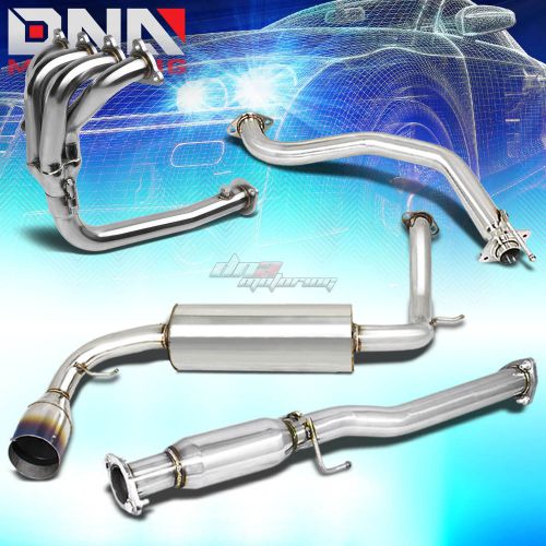 For crx ed 4.5&#034;burnt tip muffler performance catback+4-1 header manifold exhaust