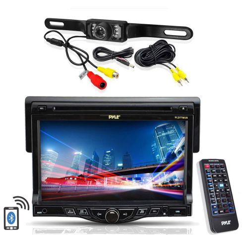 Pyle 7&#034; lcd cd mp3 bluetooth aux car receiver, pyle weatherproof back up camera