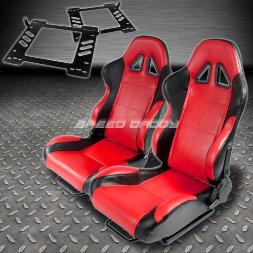 Pair type-5 reclining black red woven racing seat+bracket for 07-14 wrangler