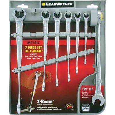 New gearwrench 7 piece xl x-beam  metric ratcheting wrench set lifetime warranty