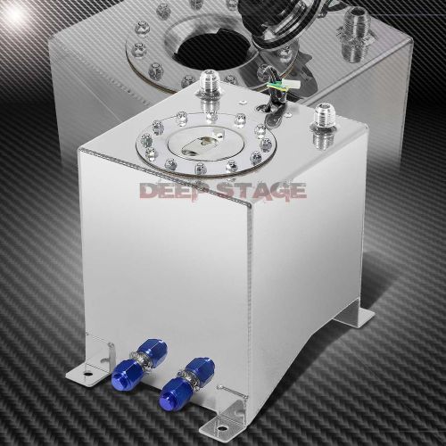 2.5 gallon/9.5l polished aluminum racing gas fuel cell tank/2&#034; sump+level sender