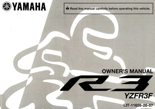 2015 yamaha r3 motorcycle owners manual -new sealed-yzfr3f-yamaha-yzf r3 f