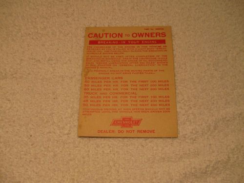 Vintage 50&#039;s chevrolet engine-break-in/tire/key manual great condition