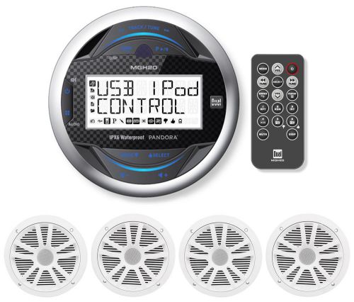 Dual mgh20 marine boat digital recevier w/ iphone/ipod control+4) boss speakers