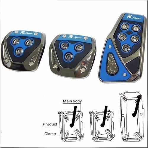 Car manual transmission pedals blue black  x 3 pieces