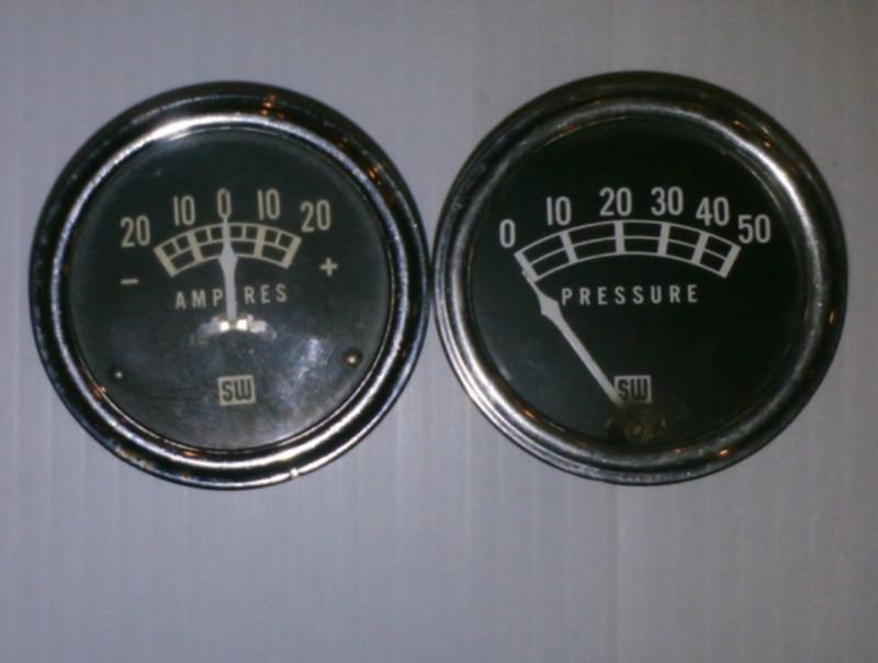 Vintage harley shovelhead amf stewart warner ammeter oil pressure guages fl flh 