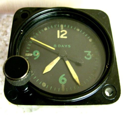 Vintage military wwii era waltham aircraft cockpit 8 day clock 2&#034; dial repair