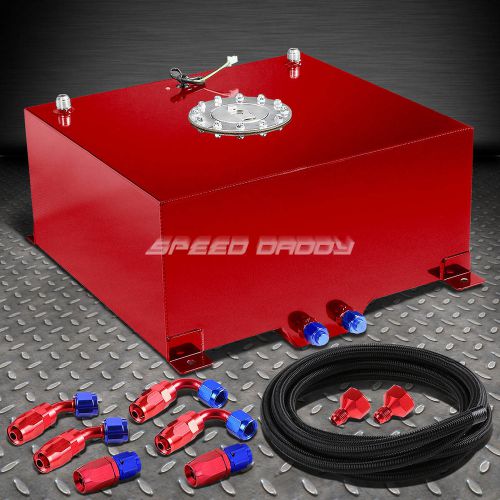 15.5 gallon/59l red aluminum fuel cell gas tank+level sender+nylon fuel line kit