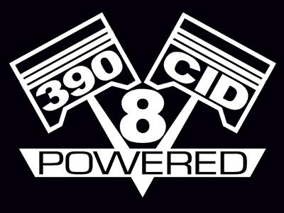 2 v8 390 cid engine piston decal set sticker emblems fe block decals