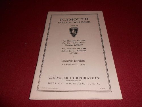 1935 plymouth pj instruction book / owner manual, second edition, feb. 1935