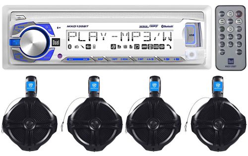 Dual mxd135bt marine digital stereo/receiver+(4) rockville 8&#034; wakeboard speakers