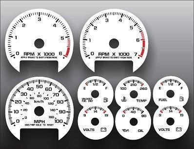 1998-2002 chevrolet s10 tach auto instrument cluster white face gauges 98-02