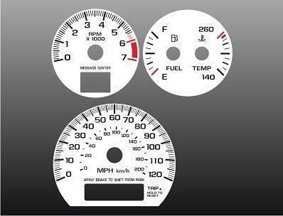 2000-2005 chevrolet impala tach instrument cluster white face gauges 00-05