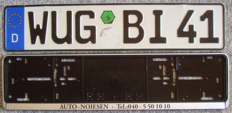 Genuine german license plate from germany with new frame mercedes